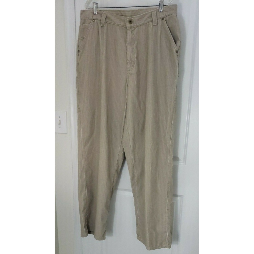 VTG Lee Dungarees Women Tan Wide Wale Corduroy Carpenter Pants 18 Long 38/34 USA